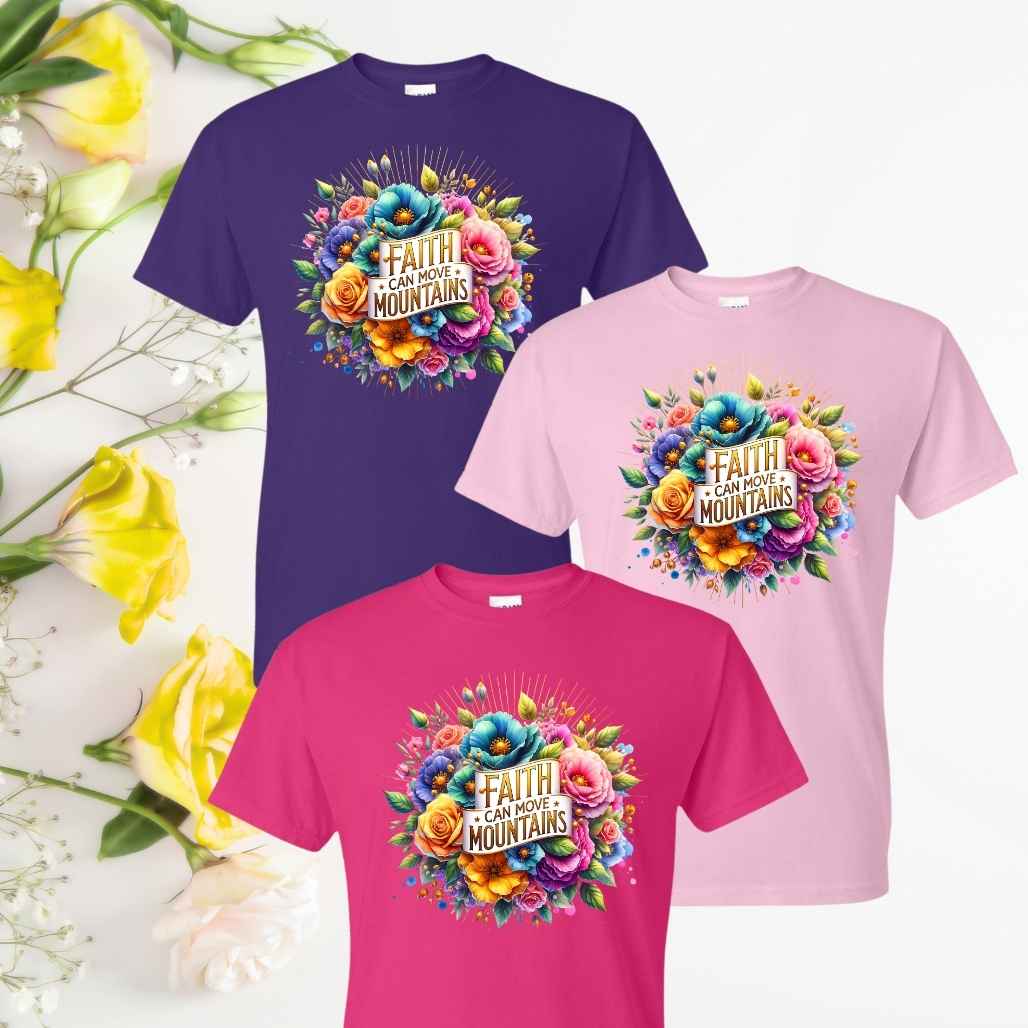 Faith, Not Fear (Floral) Inspirational T-Shirts