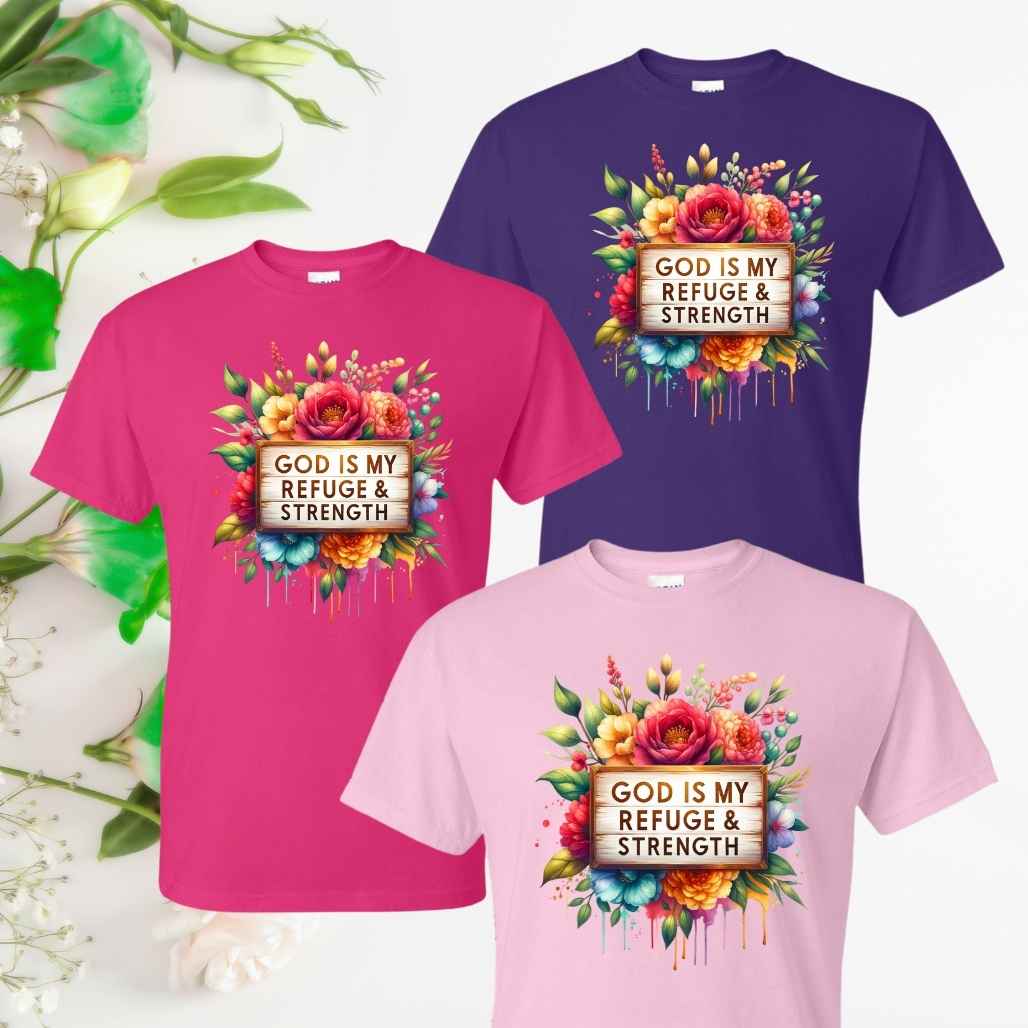 Strength (Floral) Inspirational T-Shirts