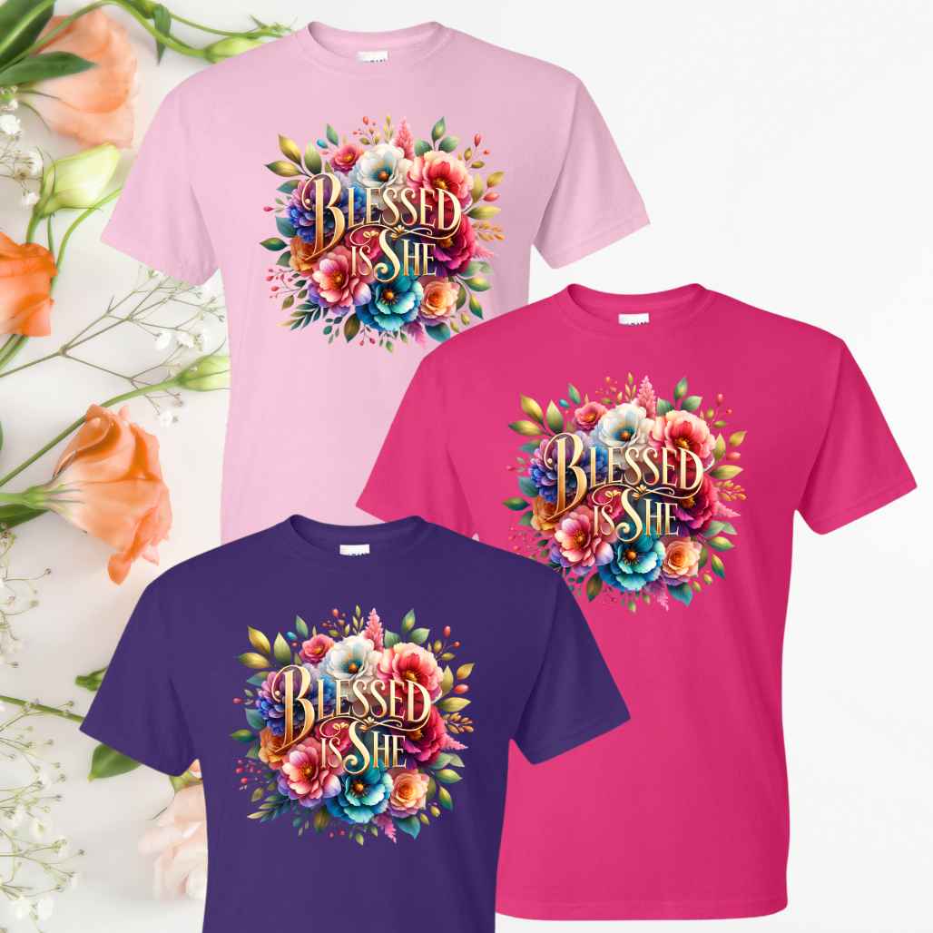 Blessed (Floral) Inspirational T-Shirt