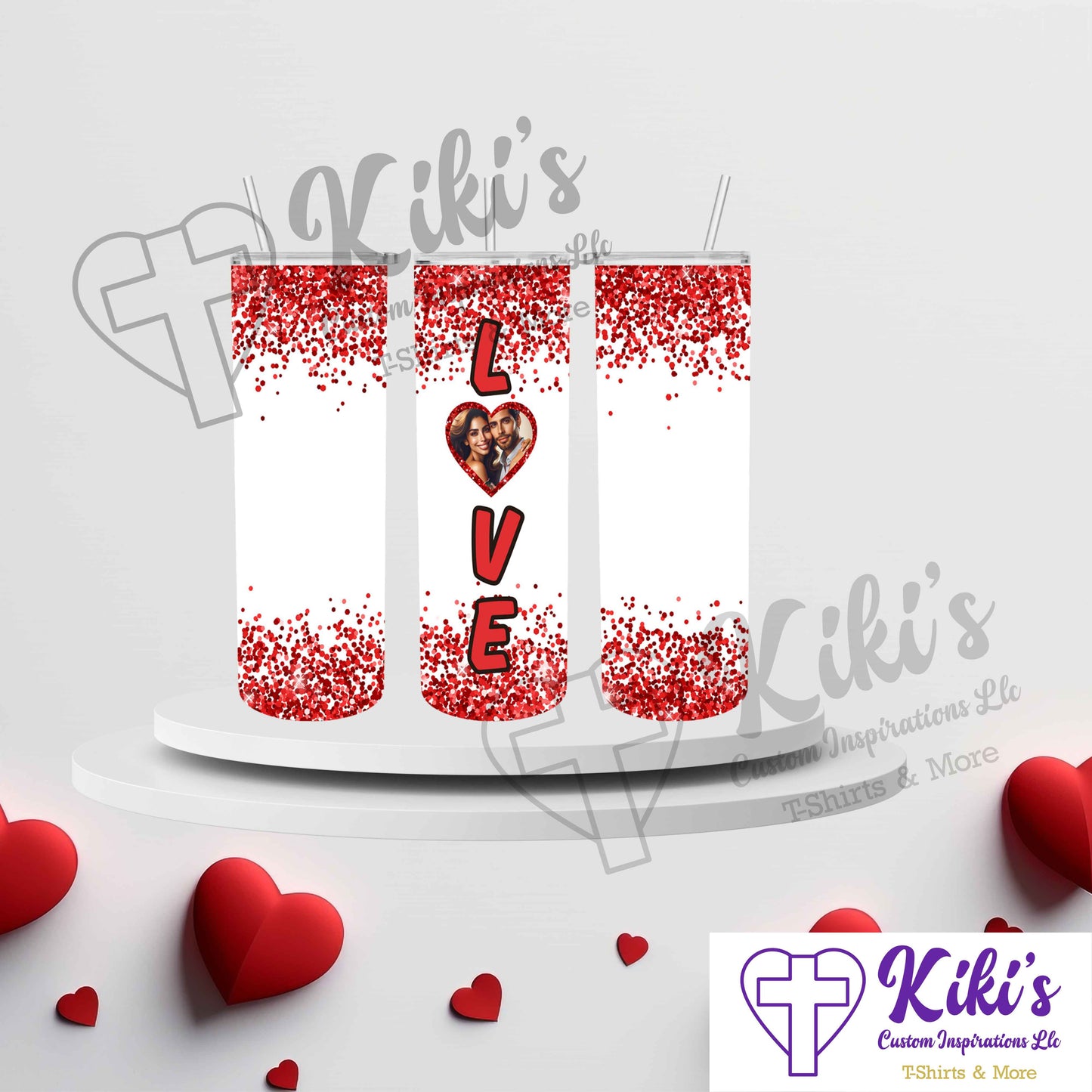 Love Glitter Tumbler with Picture