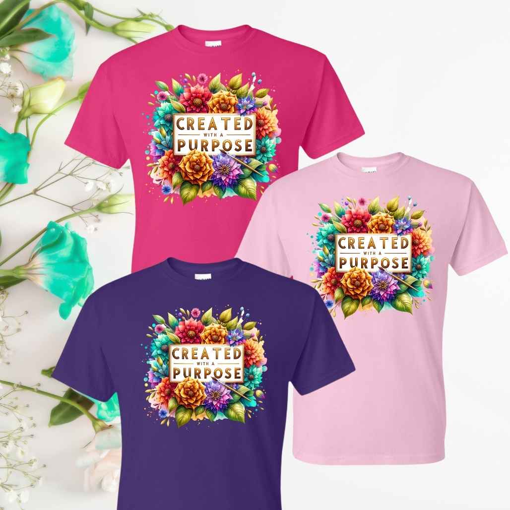 Purpose & Light (Floral) Inspirational T-Shirts