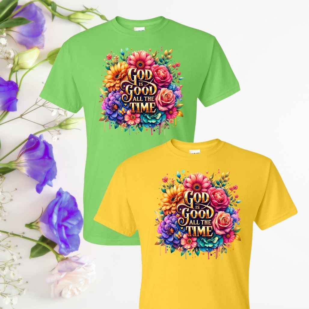 God is Good (Floral) Inspirational T-Shirt