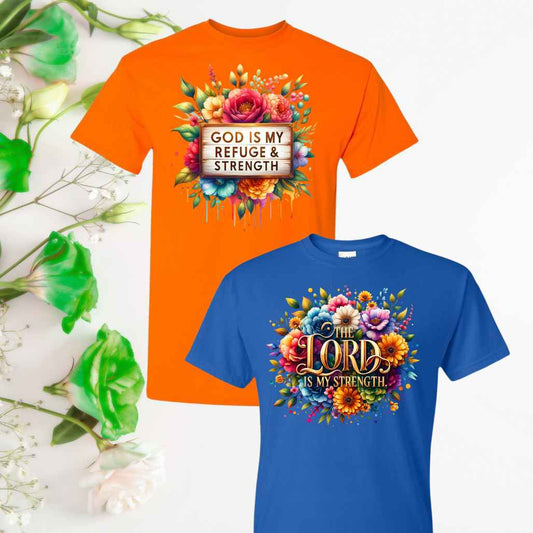 Strength (Floral) Inspirational T-Shirts