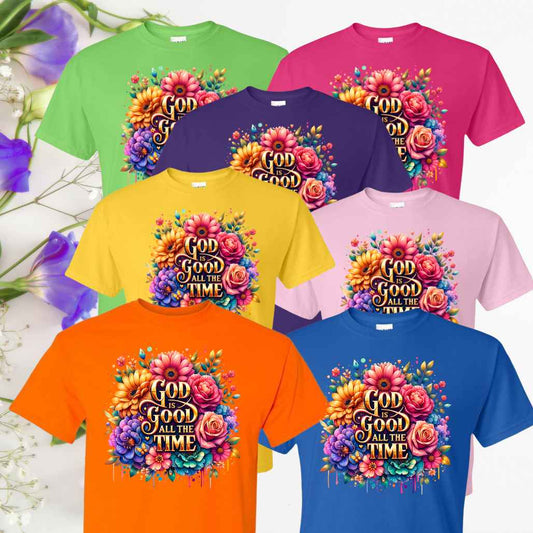 God is Good (Floral) Inspirational T-Shirt