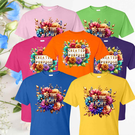 Purpose & Light (Floral) Inspirational T-Shirts