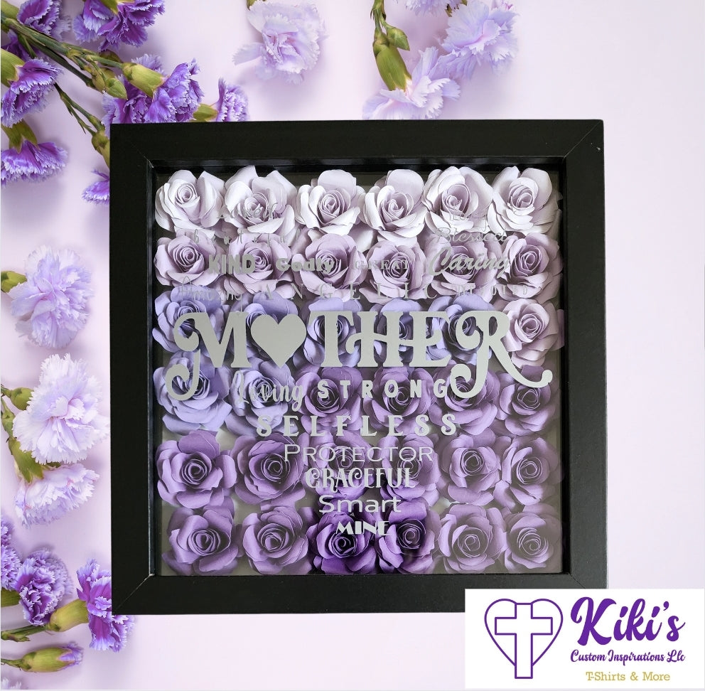 Handmade Paper Flower Mothers's Day Shadow Box