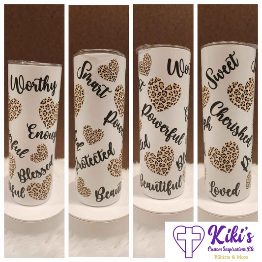 Affirmation Words (Animal Print) Tumbler