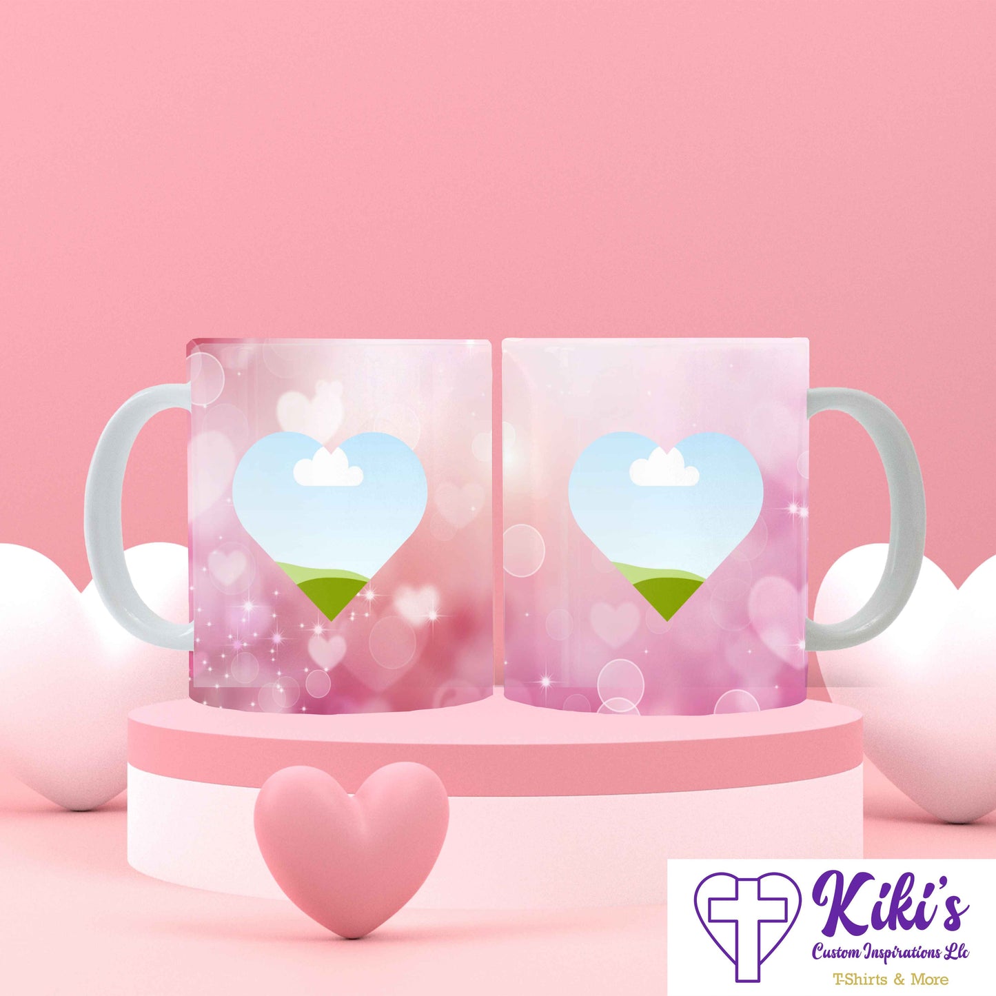 Pink Heart Photo Mug